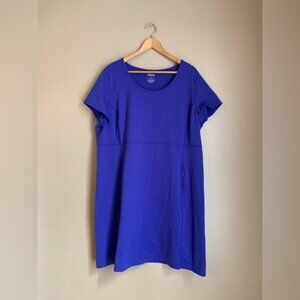 Duluth Trading Co NoGA Classic Short Sleeve Dress Cobalt Blue Stretch Active Med